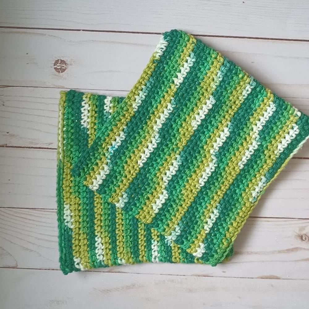 Handmade crocheted cotton pot holders. 2 pot holders in the set.